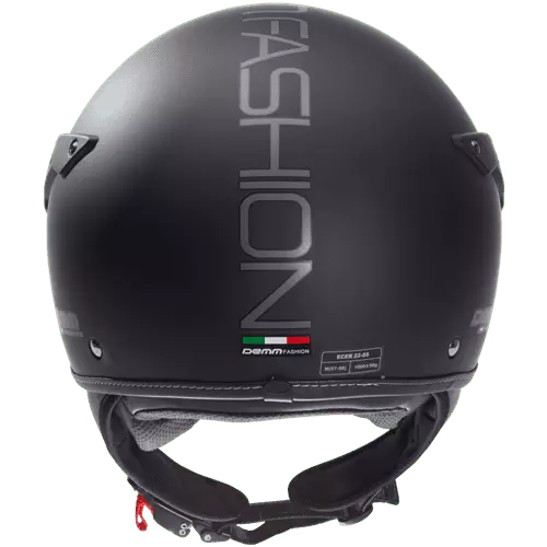 Demm-Fashion-glans-titanium-nieuw-helm-helmets-scooter-beon-zwart-achterkant